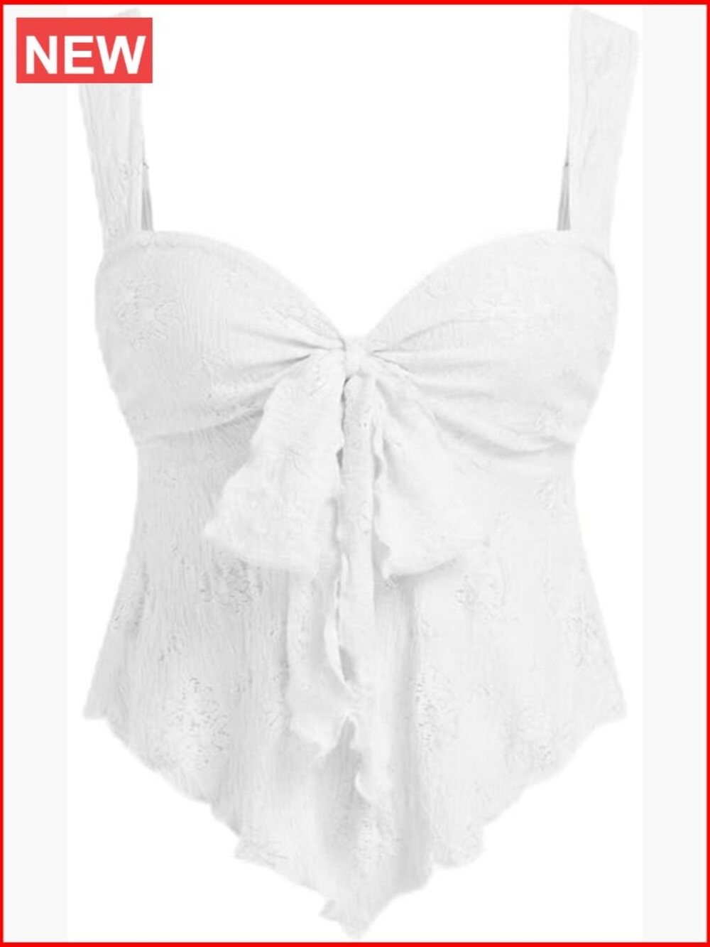 Floral Lace Mesh Cute Bow Tie Sleeveless Going Out Tank Top